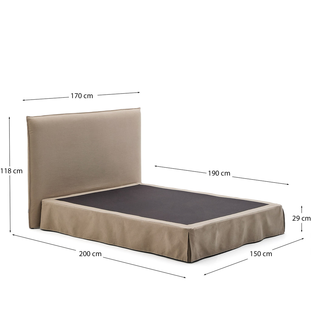Lit déhoussable Jaira en lin et coton taupe pour matelas de 150 x 190 cm FSC Mix Credit