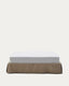 Base déhoussable Jaira en lin et coton taupe pour matelas de 160 x 200 cm  