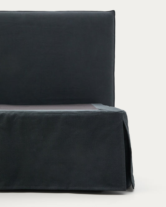 Funda per a base Jaira de lli i cotó gris antracita per a matalàs de 160 x 200 cm
