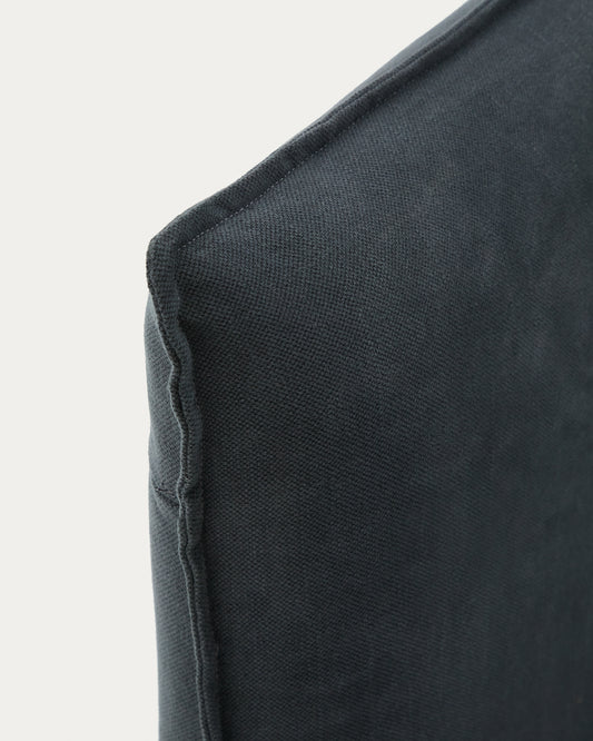 Funda per a capçal Jaira de lli i cotó gris antracita per a llit de fins a 180 cm