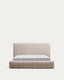 Cama desenfundable Luiana de chenilla beige para colchón de 160 x 200 cm