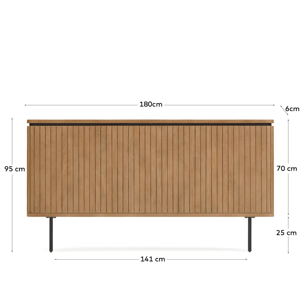 Cabecero Licia de madera maciza de mango y metal acabado pintado negro para cama de hasta 180 cm