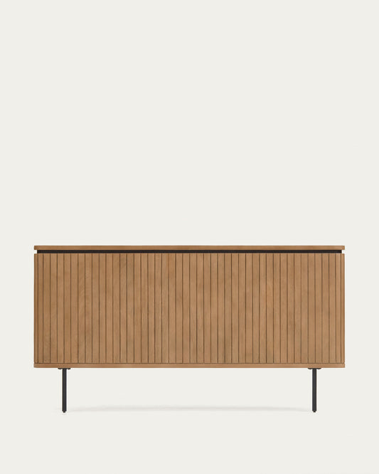 Cabecero Licia de madera maciza de mango y metal acabado pintado negro para cama de hasta 180 cm