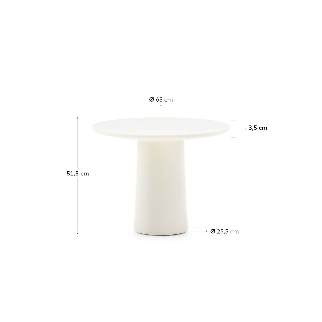 Taula de centre Albanella de ciment amb acabat blanc brillant Ø65 cm