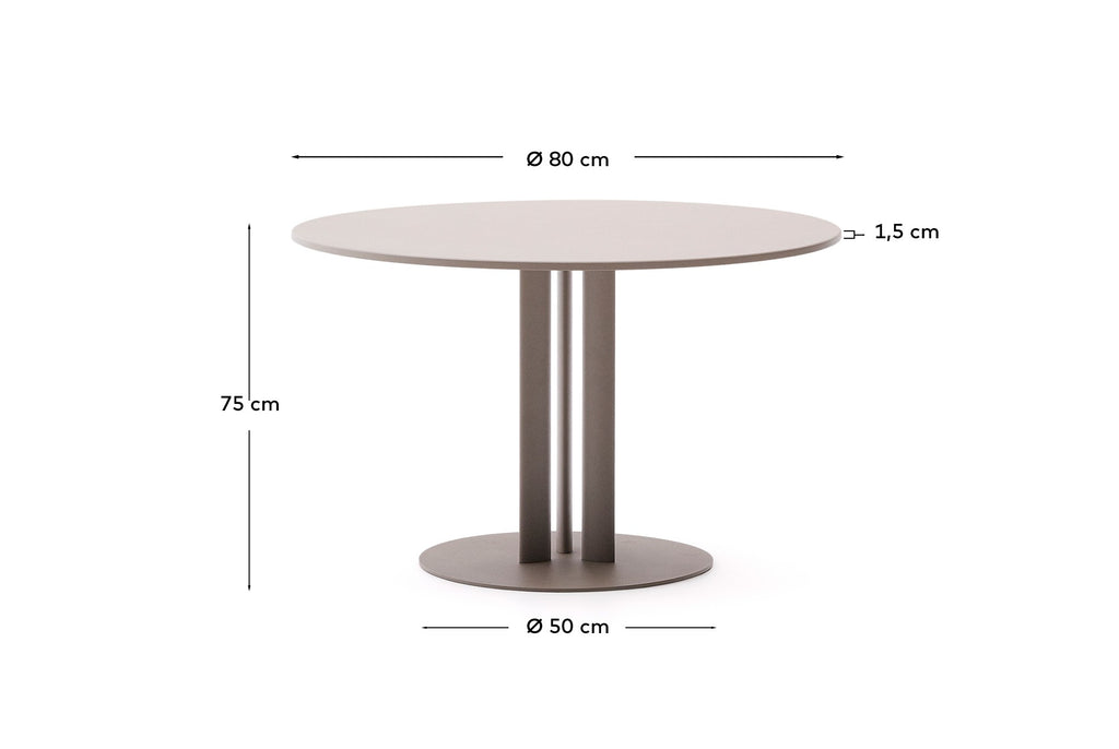 Taula rodona d'exterior Sedalis d'acer i sobre d'alumini talp Ø80 cm