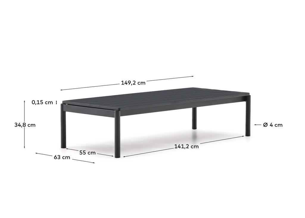 Mesa de centro Sorells de aluminio gris 63 x 144,6 cm