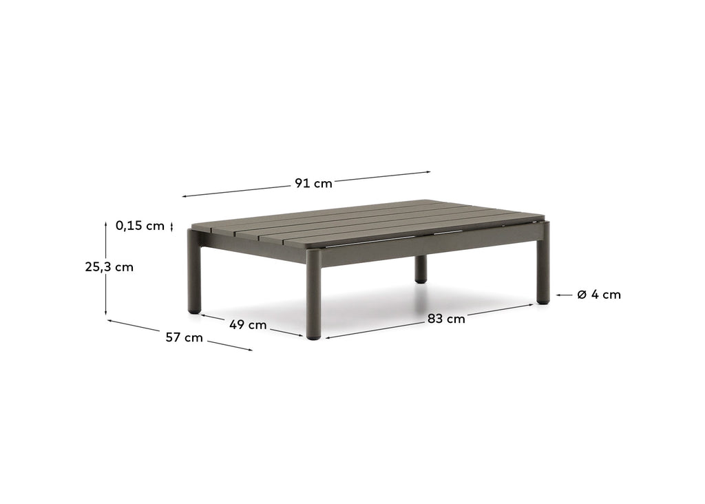 Table basse Sorells en aluminium vert 52,4 x 91 cm