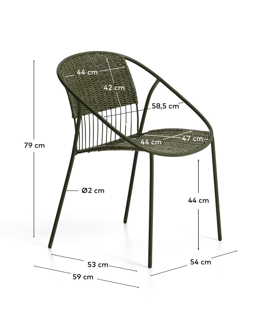 Silla apilable de exterior Atrani de acero galvanizado y cuerda verde