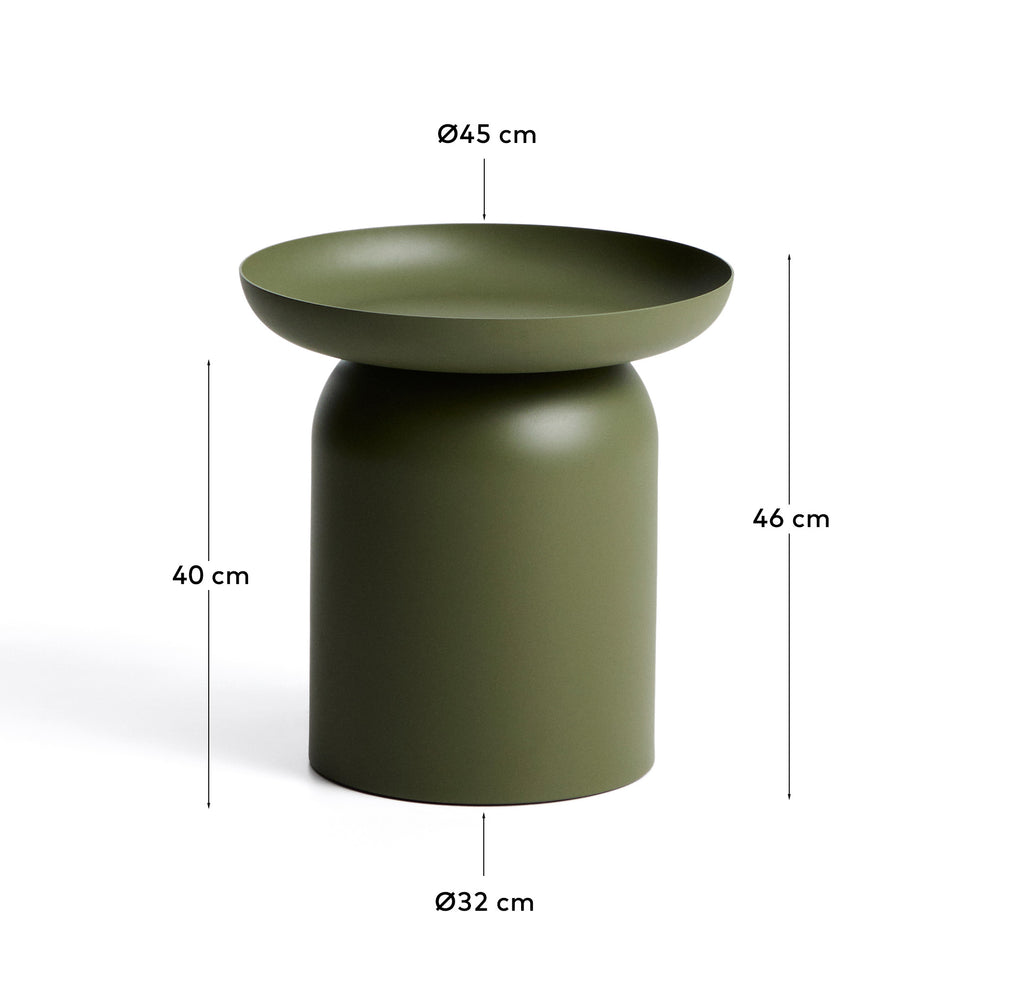 Taula auxiliar Arcola d’alumini verd Ø45 cm