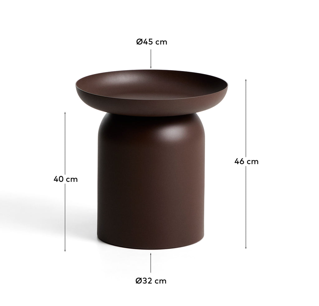 Taula auxiliar Arcola d’alumini marró Ø45 cm