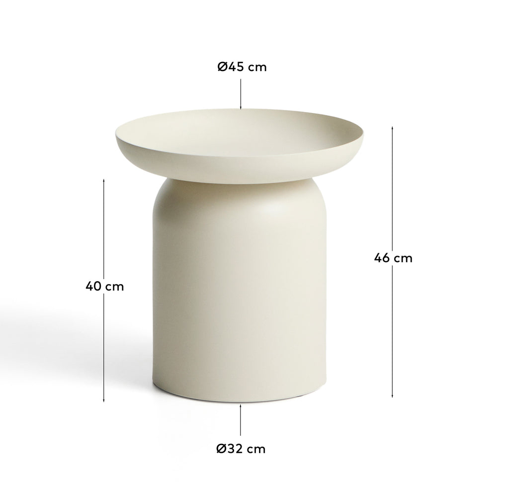 Taula auxiliar Arcola d’alumini cru Ø45 cm