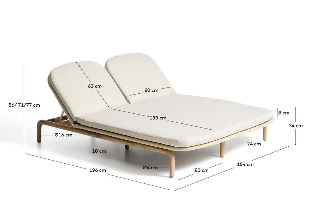 Tumbona doble Alipa de madera maciza de acacia y cuerda crudo FSC 100%