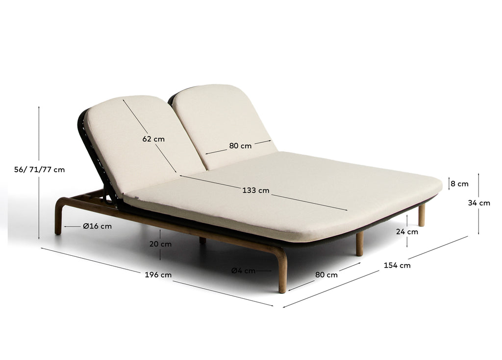 Tumbona doble Alipa de madera maciza de acacia y cuerda gris oscuro FSC 100%