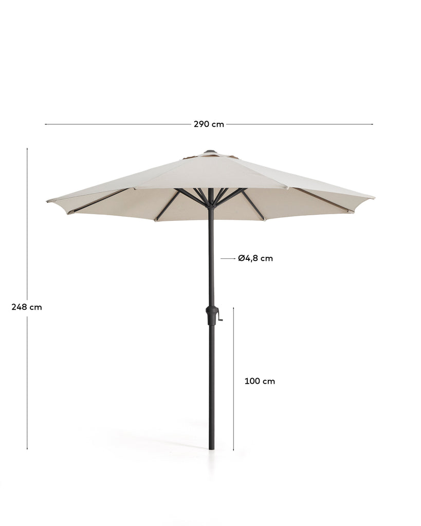 Para-sol amb pal central Milna beix amb estructura d’acer grafit Ø300 cm