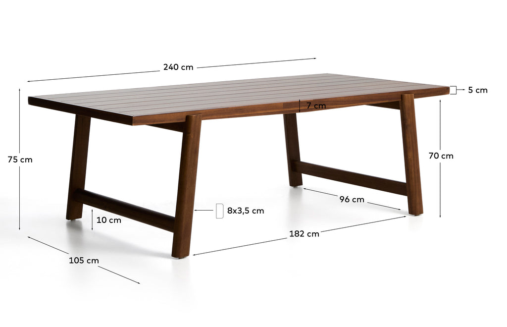Taula d’exterior Itani de fusta massissa d’acàcia 240 x 100 cm FSC™ 100%