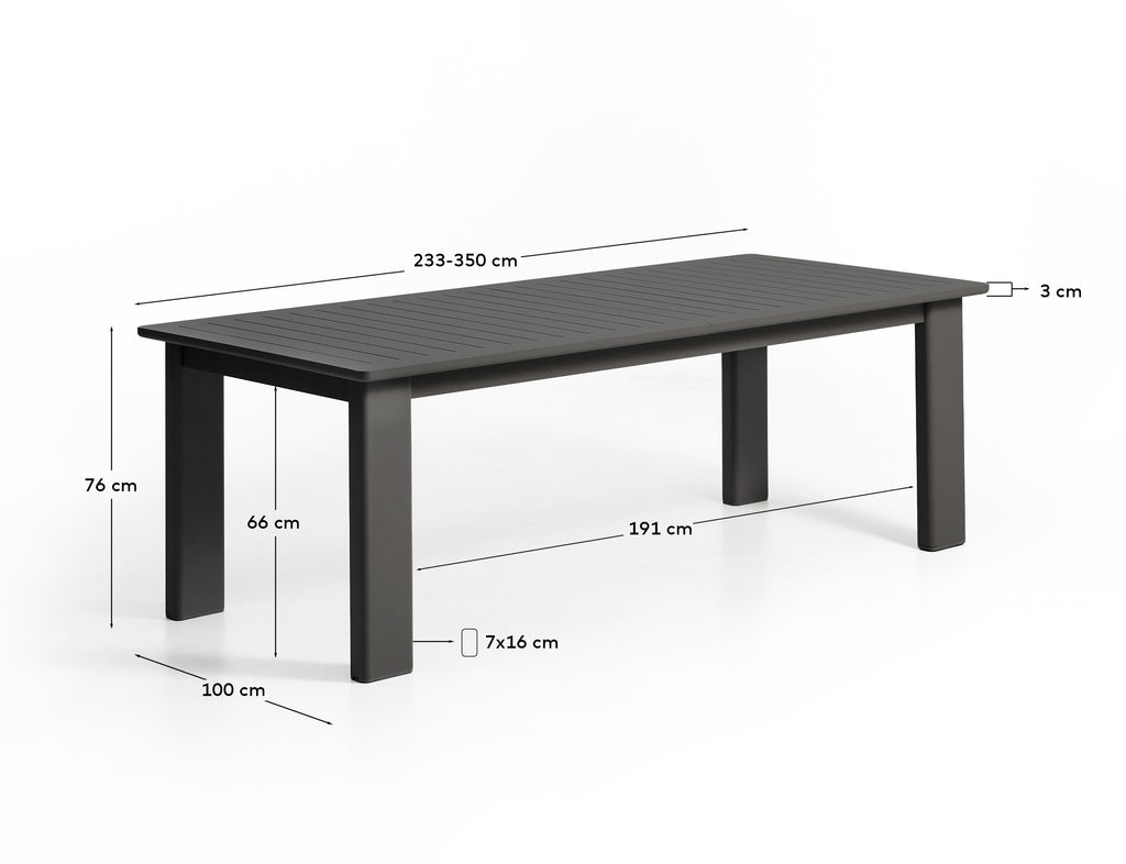 Taula extensible Livorno d’alumini grafit 233(350) x 100 cm