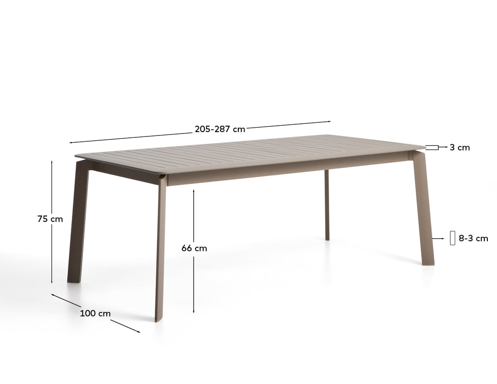 Taula extensible Brela d’alumini talp 205(287) x 100 cm