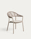 Chaise empilable d’extérieur Alimia en aluminium taupe et corde synthétique marron