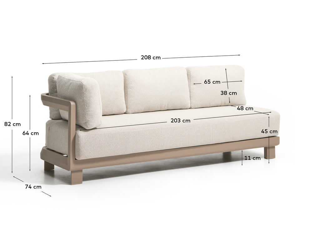 Sofà Nerano de 3 places d’alumini talp 208 cm