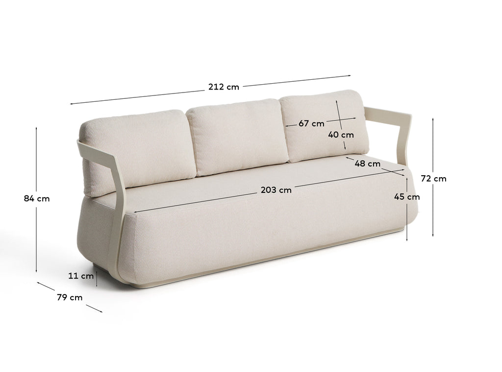 Sofà Tamaris de 3 places d’alumini color cru 217 cm