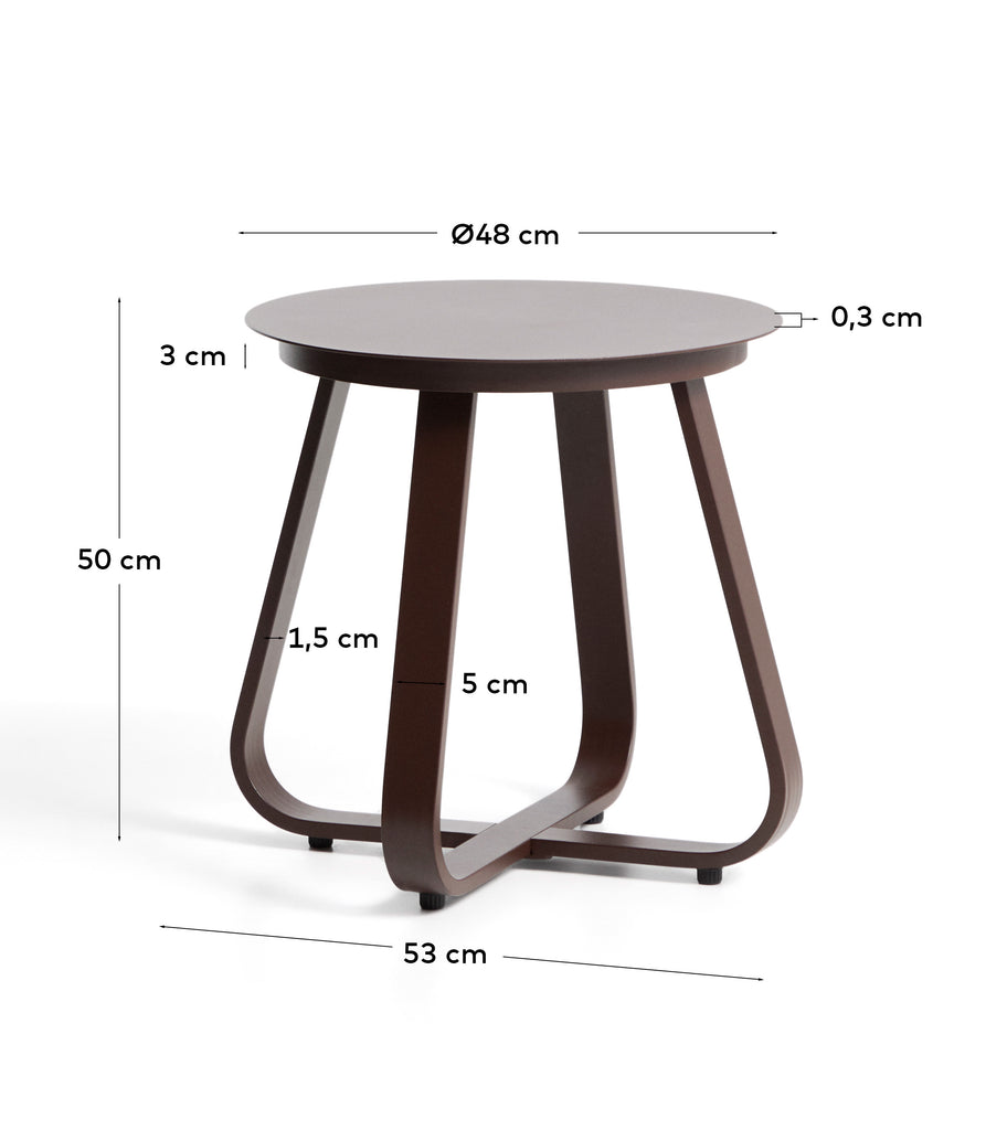 Taula auxiliar d’exterior Tamaris d’alumini marró Ø48 cm