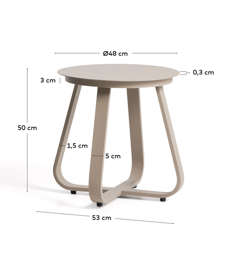Taula auxiliar d’exterior Tamaris d’alumini talp Ø48 cm