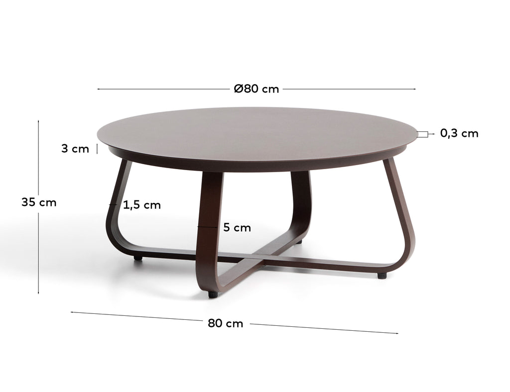 Taula de centre d’exterior Tamaris d’alumini marró Ø80 cm