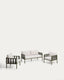 Ensemble Omala composé d’un canapé 2 places et 2 fauteuils en corde et aluminium vert