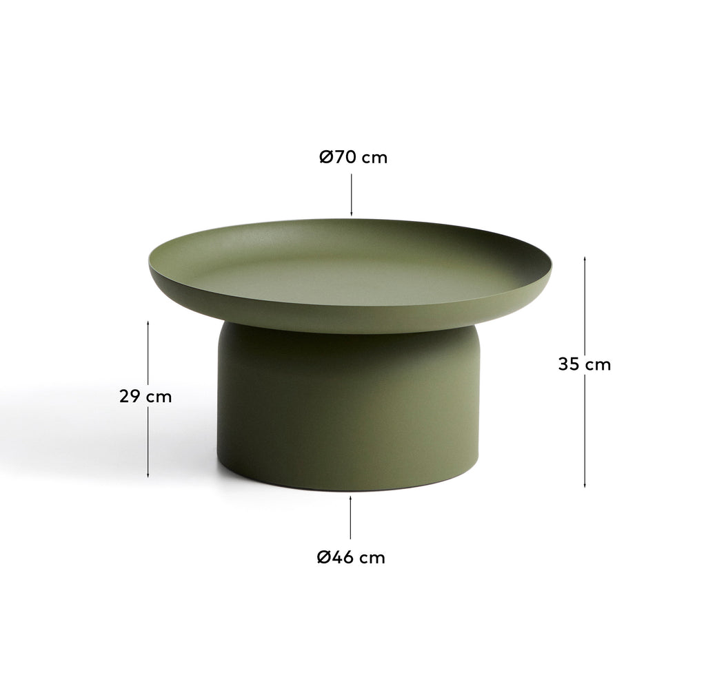 Taula de centre Arcola d’alumini verd Ø70 cm