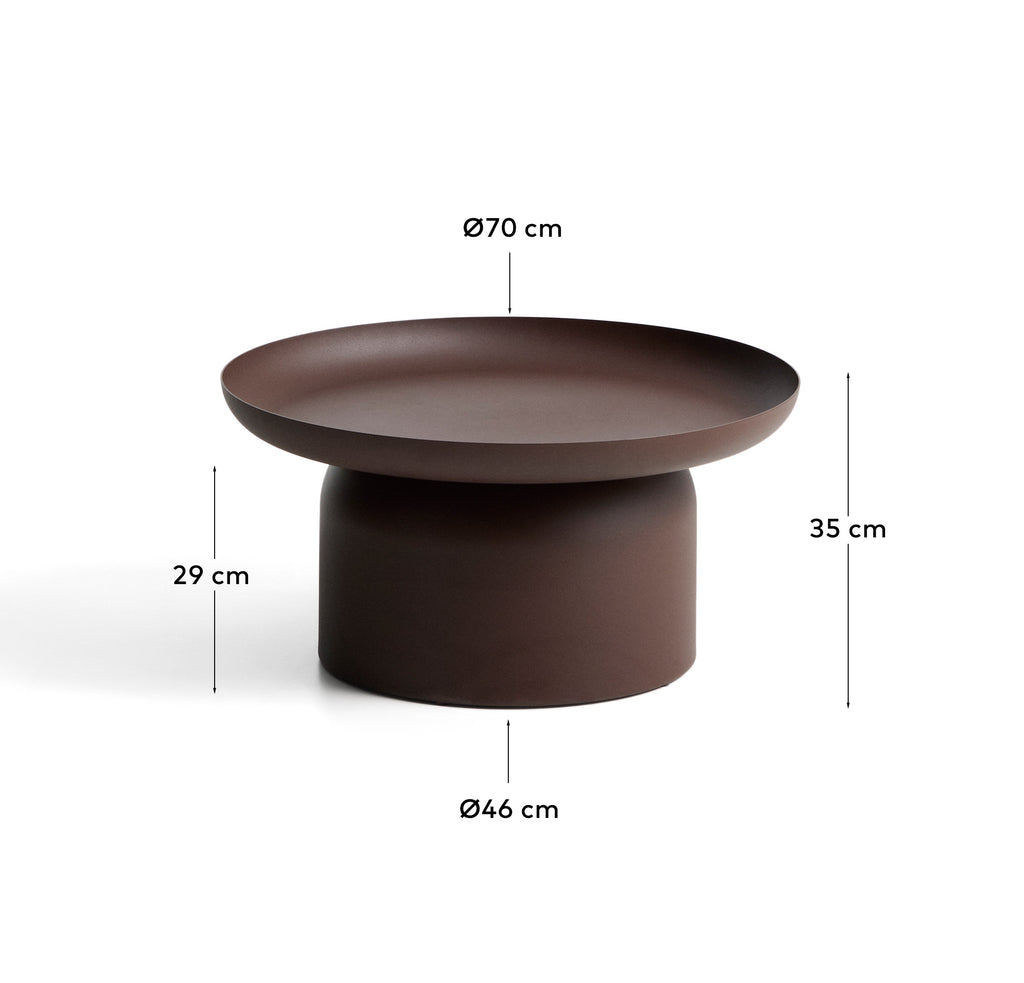 Mesa de centro Arcola de aluminio marrón Ø70 cm