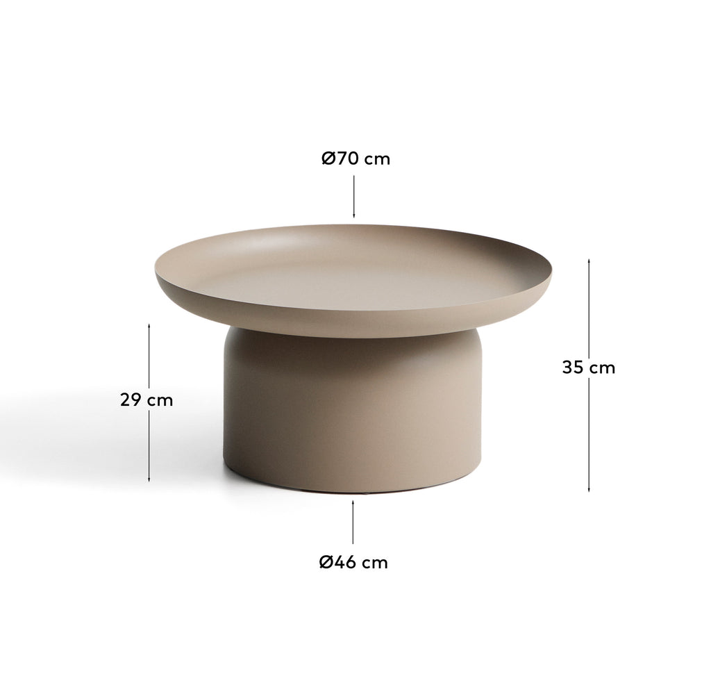 Taula de centre Arcola d’alumini talp Ø70 cm