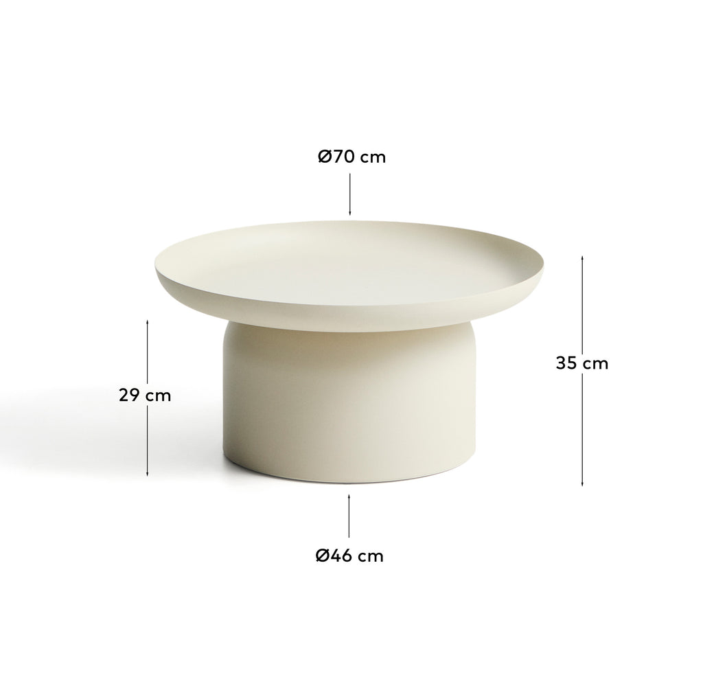 Taula de centre Arcola d’alumini cru Ø70 cm