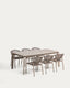 Set de taula extensible Brela d’alumini i 6 cadires apilables Livadia d’alumini i corda sintètica talp 205(287) x 100 cm