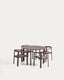 Set Erice de 4 sillas apilables de aluminio y cuerda y mesa de aluminio y vidrio templado marrón Ø120 cm