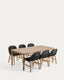 Set de taula Sori de fusta massissa d’acàcia i 6 cadires Alipa de fusta massissa d’acàcia i corda grafit 200 x 100 cm FSC 100%