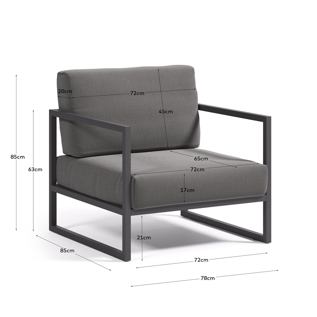 Butaca 100% exterior Comova gris fosc i d'alumini negre