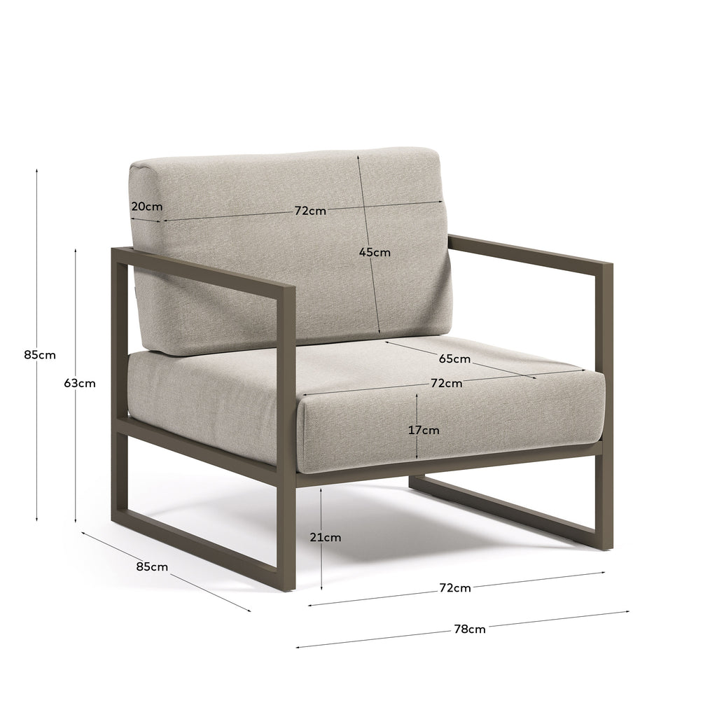 Fauteuil Comova 100 % pour extérieur gris clair et aluminium vert