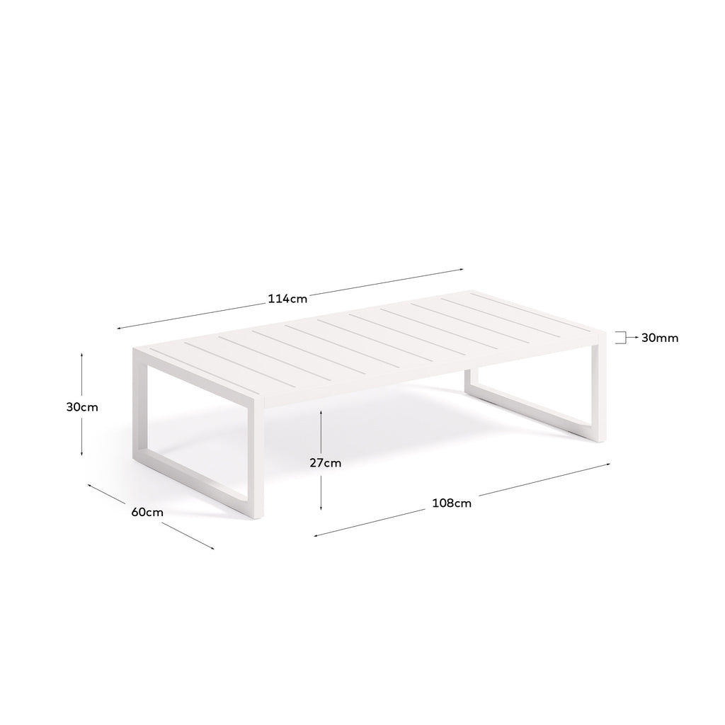 Taula de centre 100% exterior Comova d'alumini blanc 60 x 114 cm