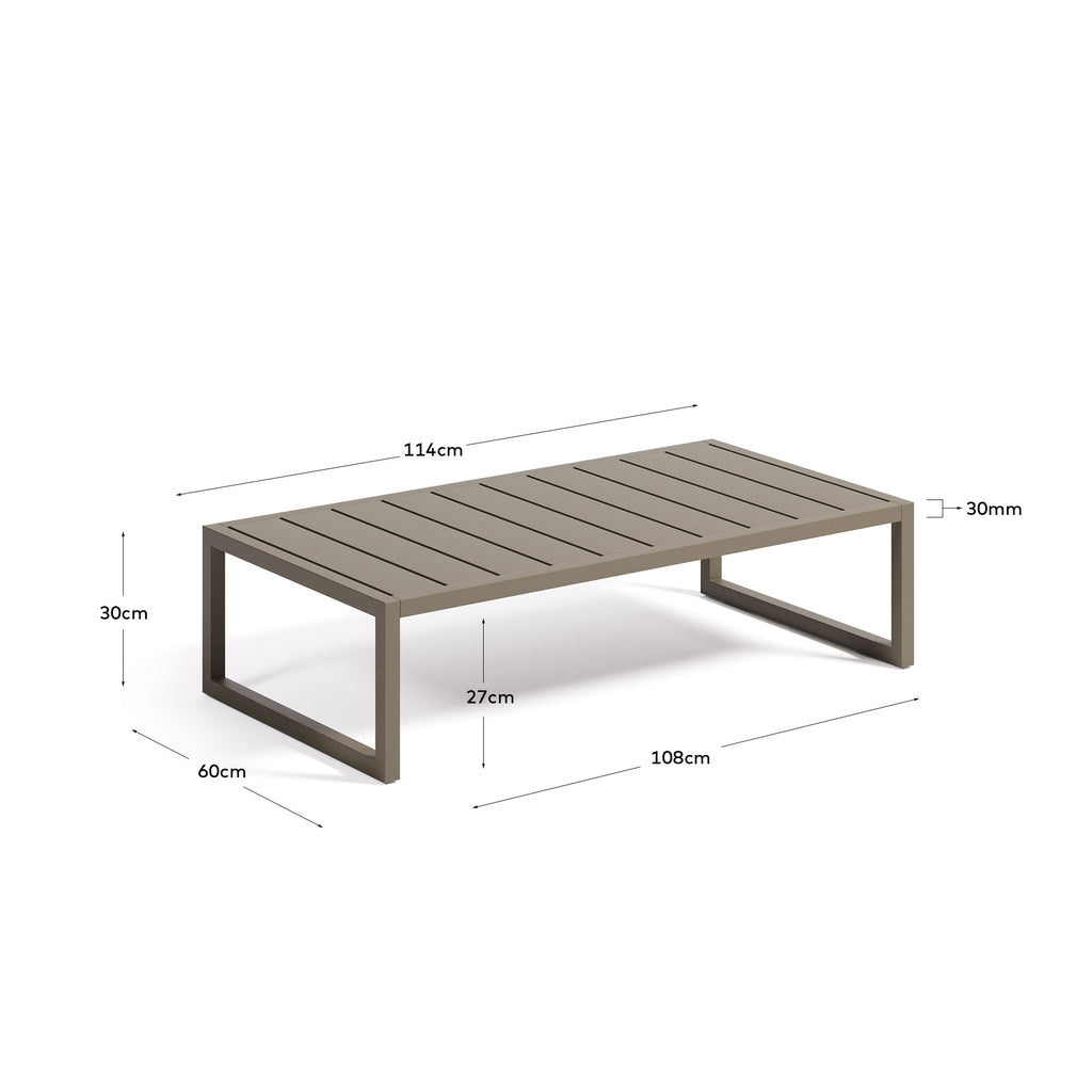 Taula de centre 100% exterior Comova d'alumini verd 60 x 114 cm