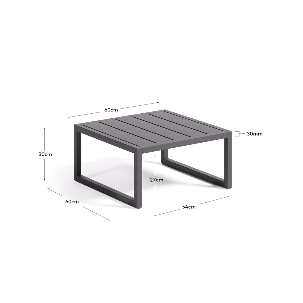 Taula auxiliar 100% exterior Comova d'alumini negre 60 x 60 cm