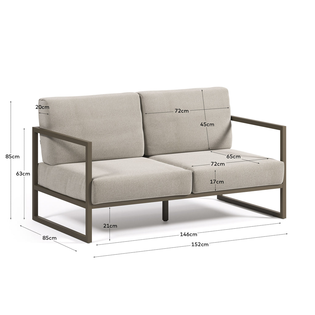 Sofà 100% exterior Comova 2 places gris clar i d'alumini verd 150 cm