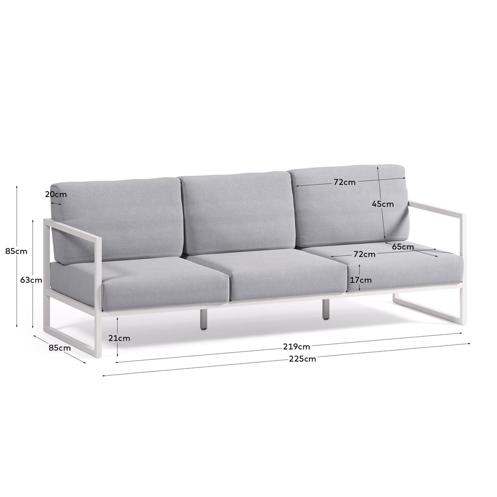 Sofà 100% exterior Comova 3 places blau i d'alumini blanc 222 cm
