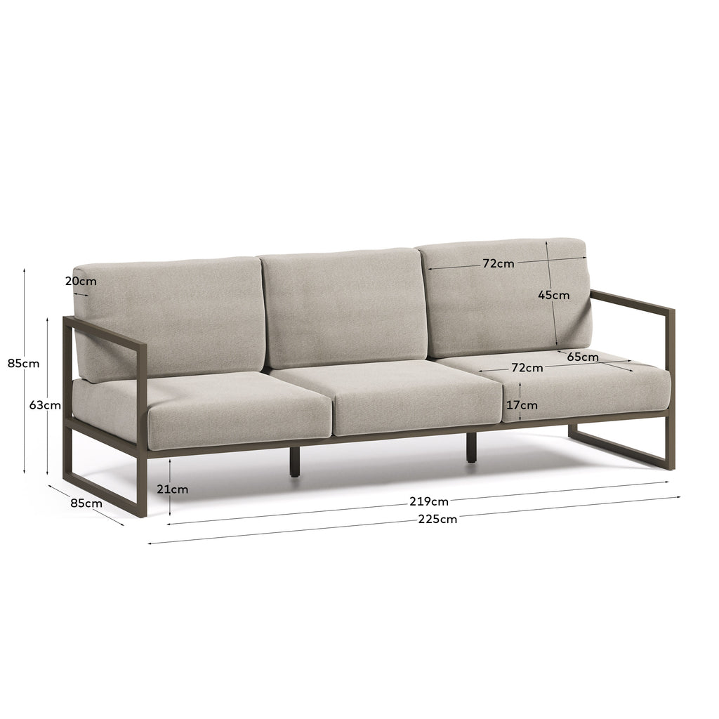 Sofà 100% exterior Comova 3 places gris clar i d'alumini verd 222 cm