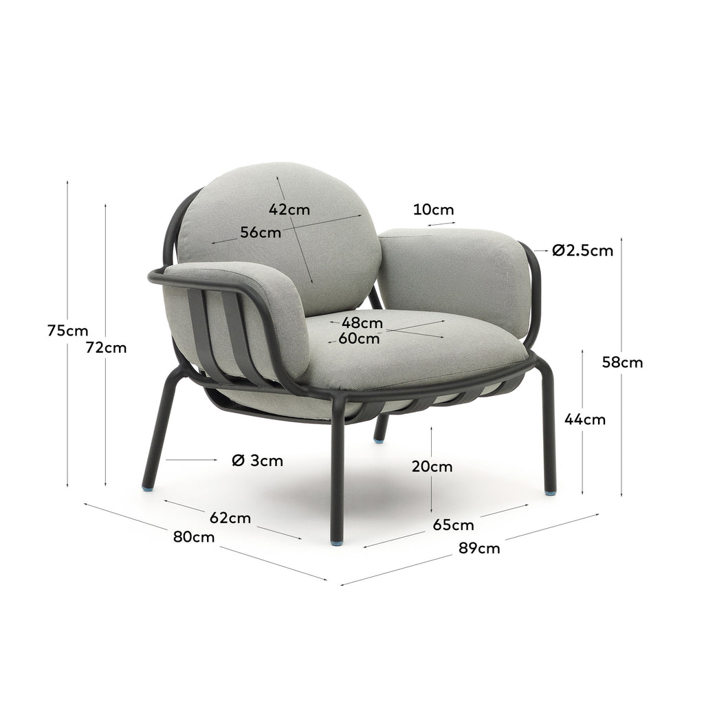 Fauteuil de jardin Joncols en aluminium finition peinture grise