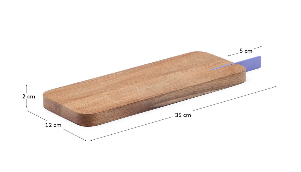 Plateau de service Zairin en bois d’acacia et métal lilas FSC 100 %