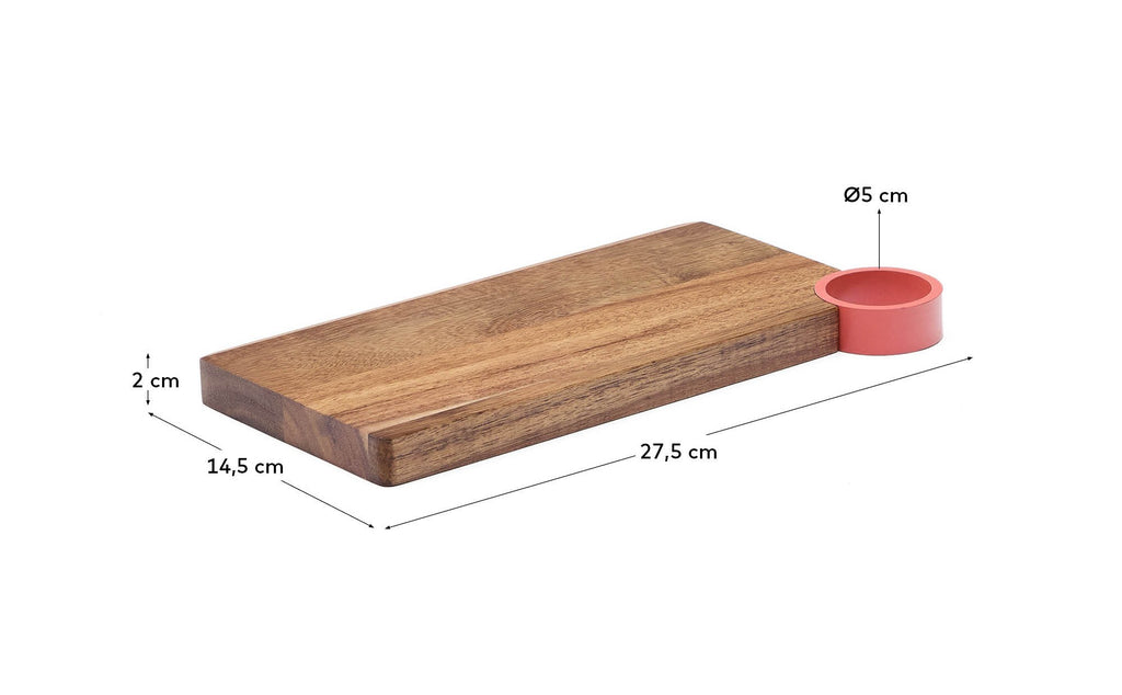 Tabla de servir Zairin de madera de acacia FSC 100% y metal rosa