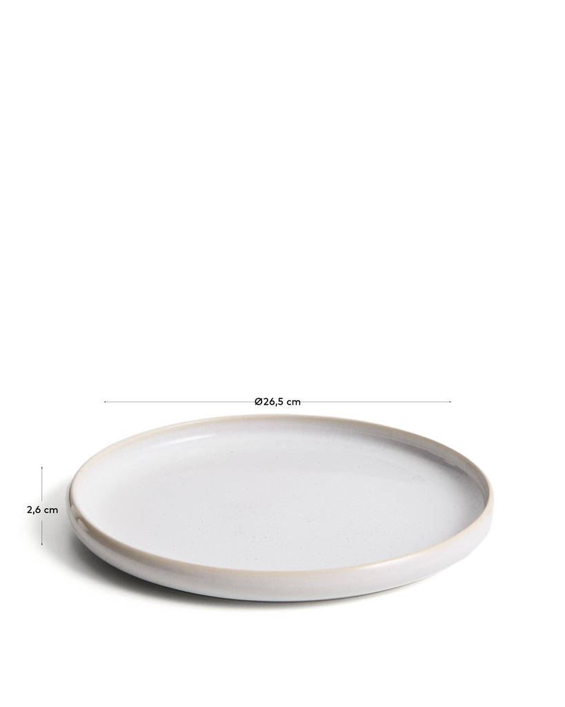 Plat pla Uilo de ceràmica blanc