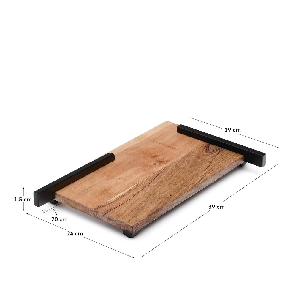 Planche de service Vira en bois d’acacia et métal noir