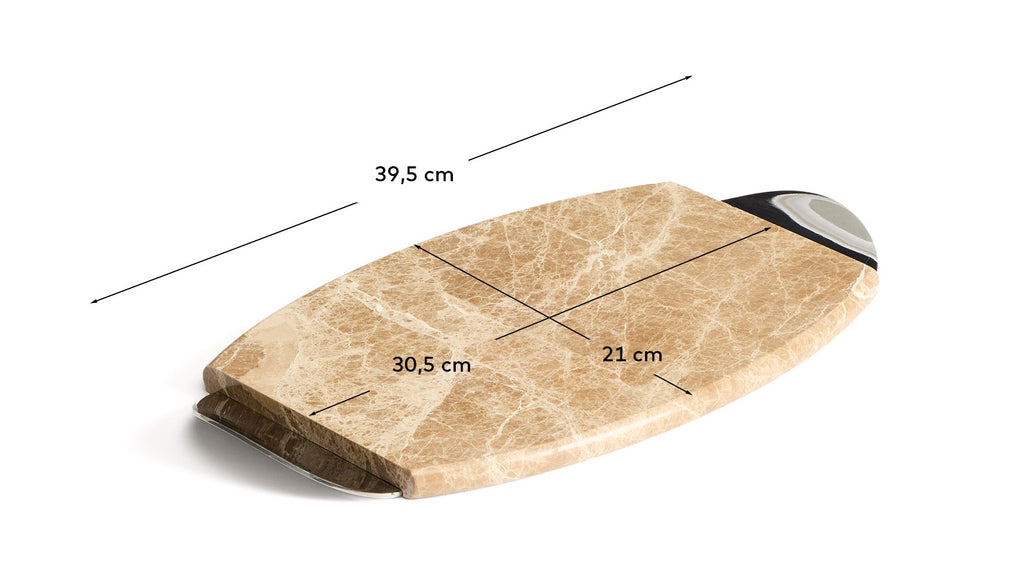 Planche de service Adoma en marbre beige et métal