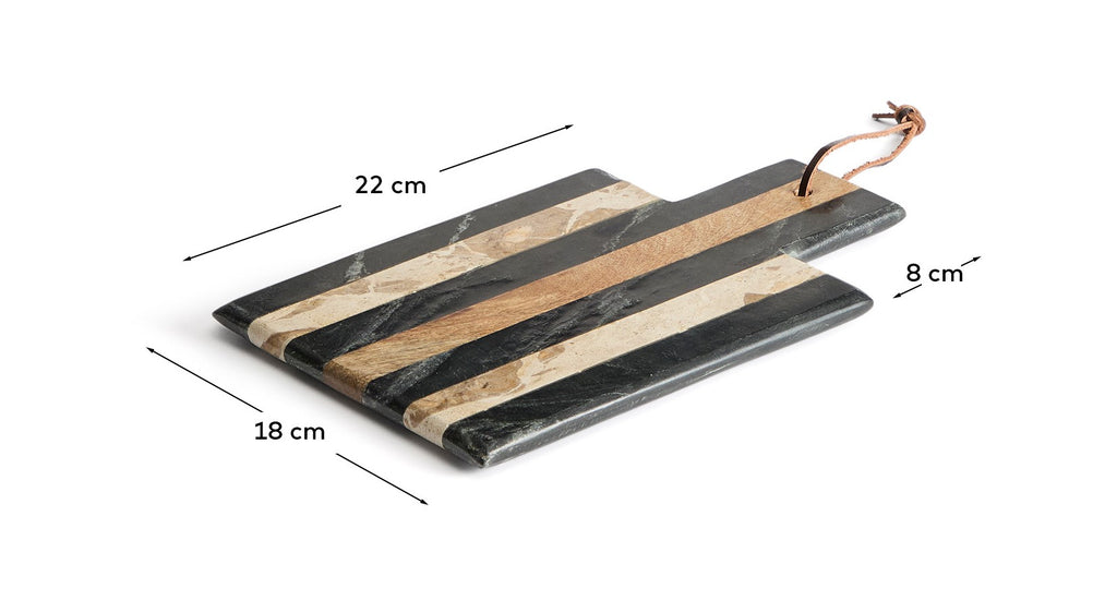 Taula de servir Surne de marbre negre, marró i beix 30 x 18 cm